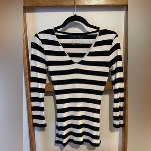 Black and White Striped INC Sweater